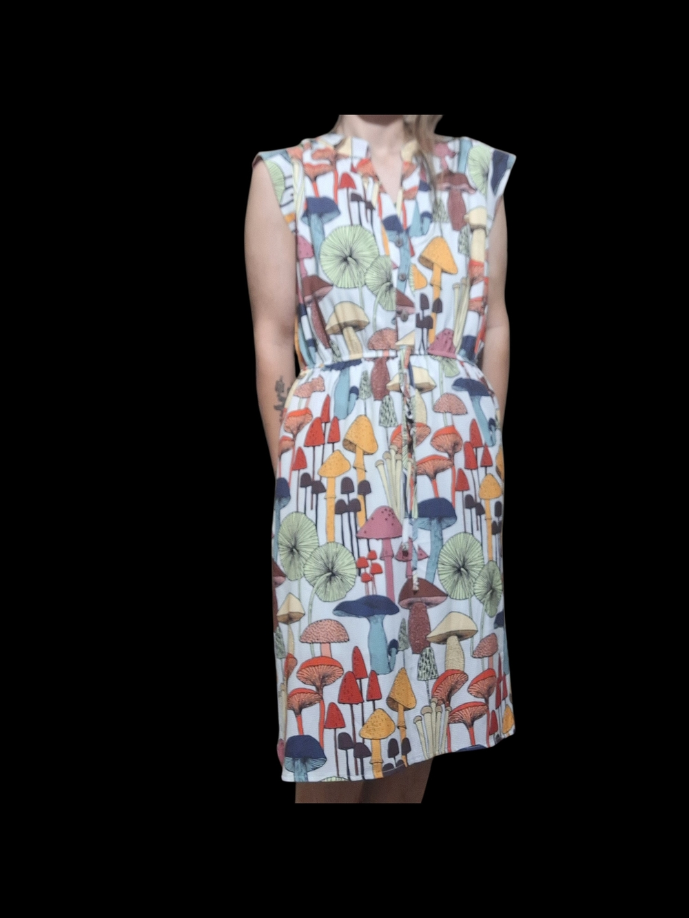 L.A. Soul Mushroom Print Sleeveless Dress XL Goblincore
